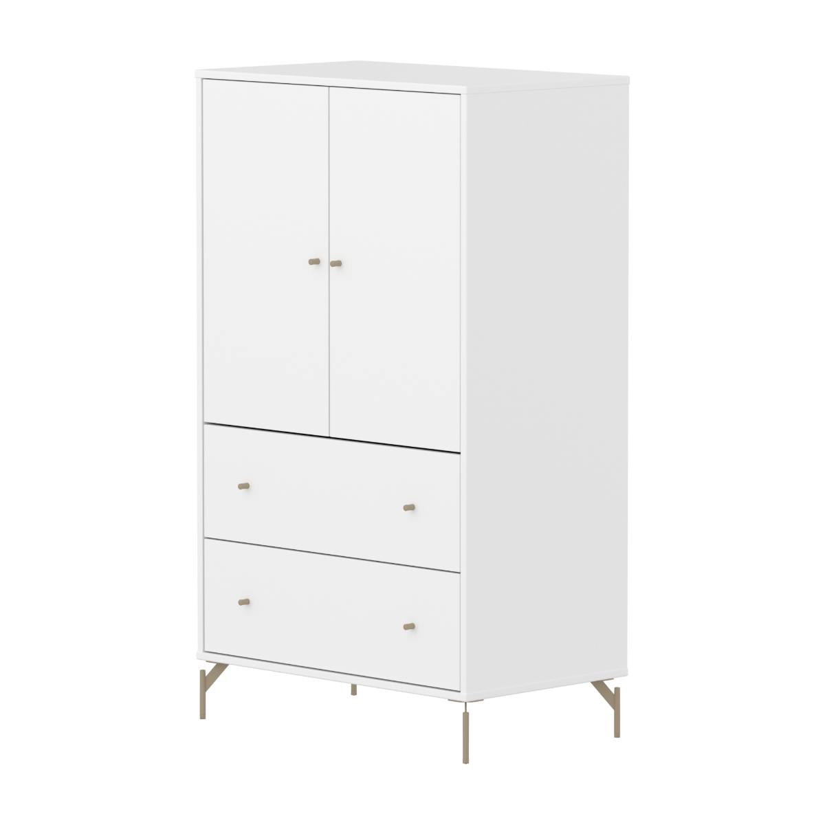 Armoire 2 portes et 2 tiroirs avec pied SAGA Flexa blanc oat