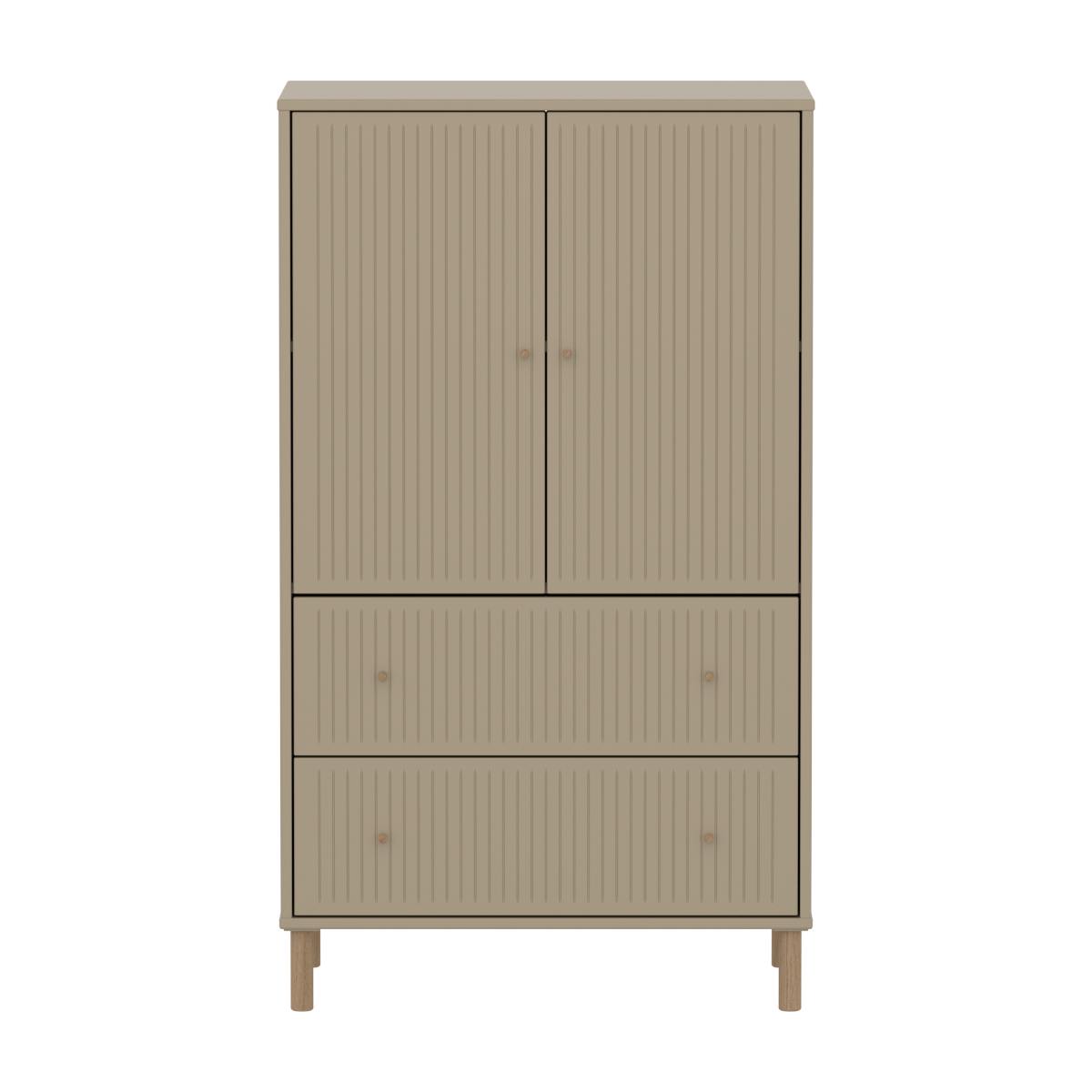 Armoire 2 portes et 2 tiroirs rainures avec pied SAGA Flexa oat oak light grey