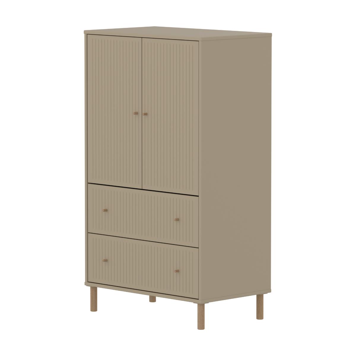 Armoire 2 portes et 2 tiroirs rainures avec pied SAGA Flexa oat oak light grey