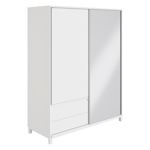 Armoire 2 portes miroir 2 tiroirs OLLI Paidi blanc