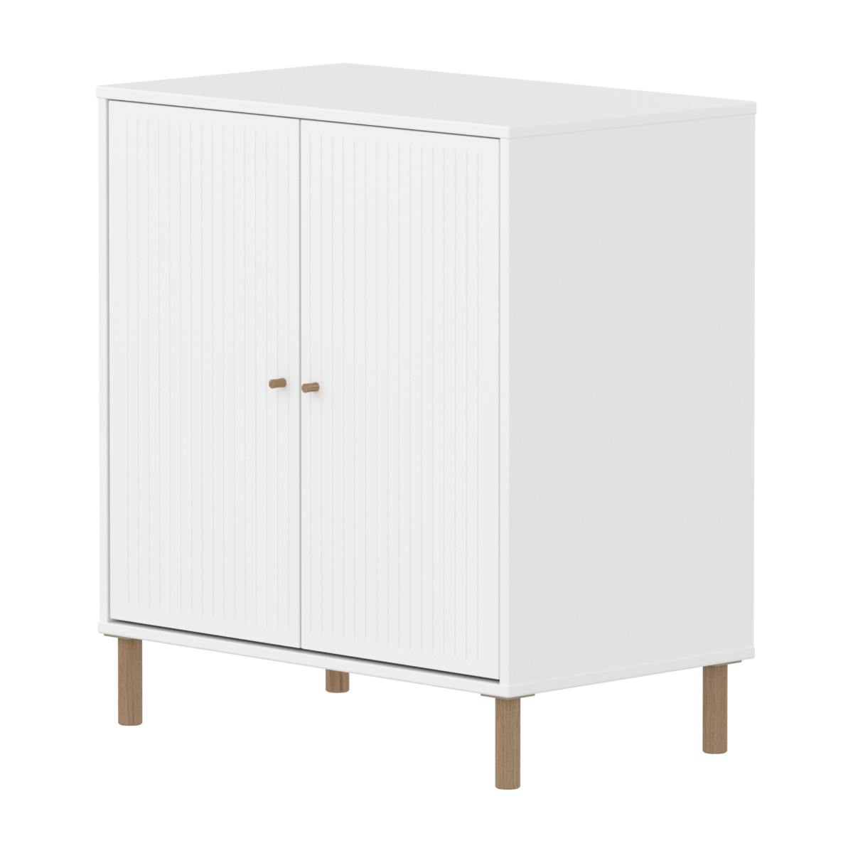 Armoire 2 portes rainures avec pied SAGA Flexa blanc oak