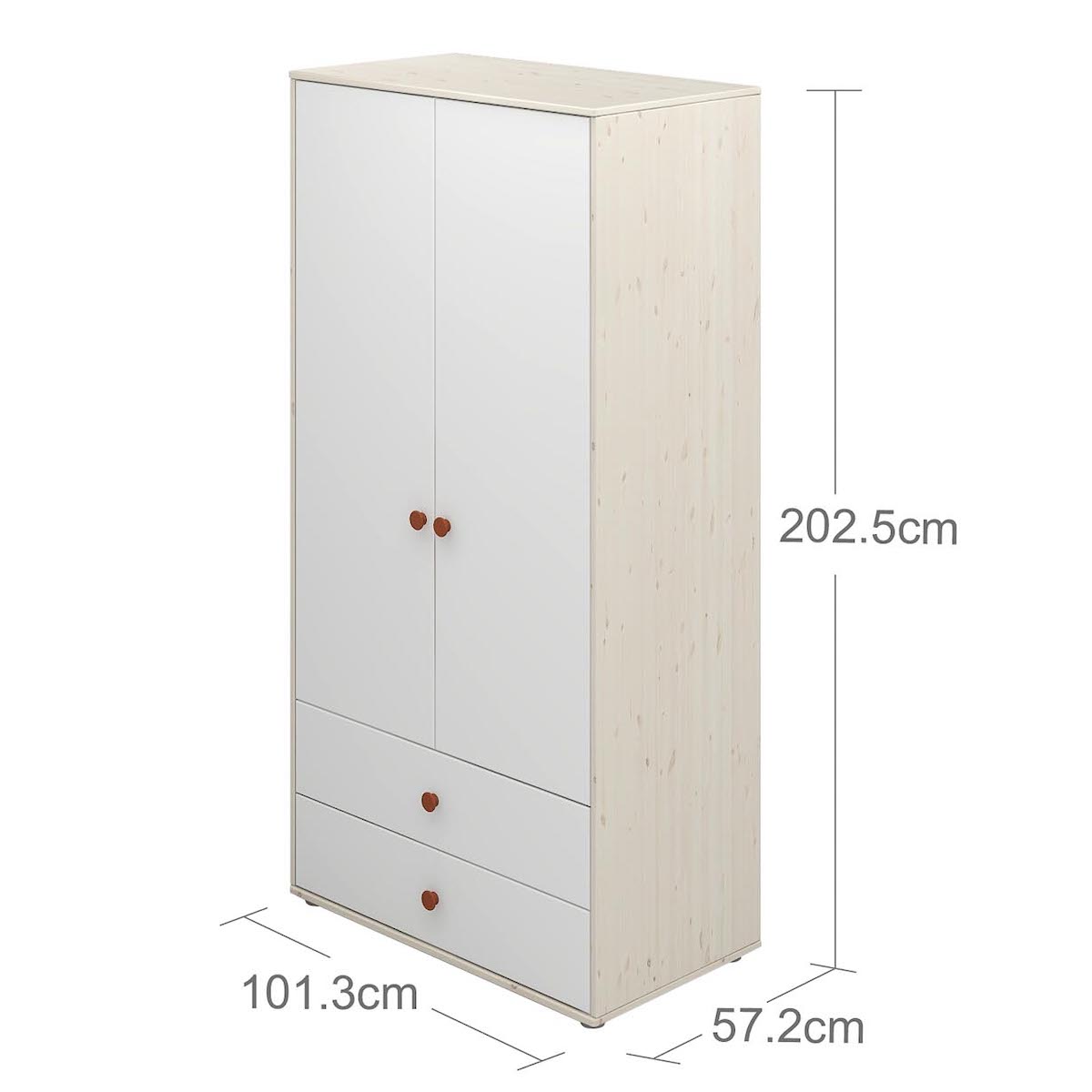 Armoire 2 portes-tiroirs CLASSIC Flexa blanchi-blanc-light blush