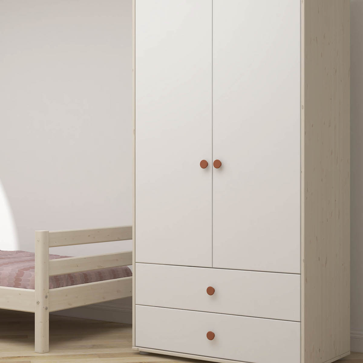 Armoire 2 portes-tiroirs CLASSIC Flexa blanchi-blanc-light blush