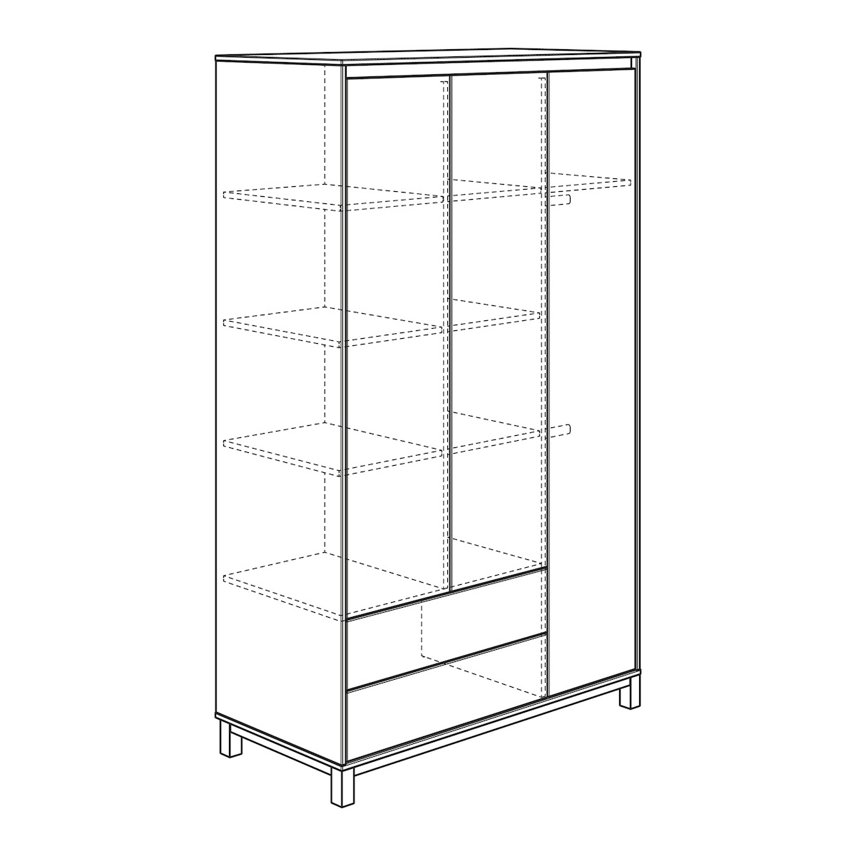 Armoire 3 portes 2 tiroirs OLLI Paidi blanc gris ardoise