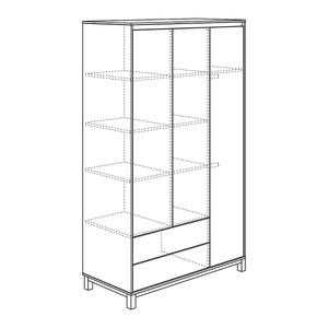 Armoire 3 portes 2 tiroirs OLLI Paidi blanc gris ardoise