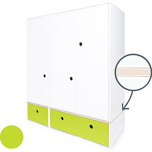 Armoire 3 portes COLORFLEX façades tiroirs lime