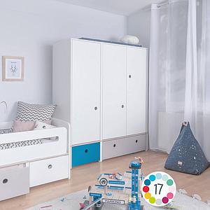Armoire 3 portes COLORFLEX façades tiroirs white-pearl grey
