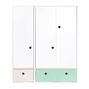 Armoire 3 portes COLORFLEX façades tiroirs white wash-mint