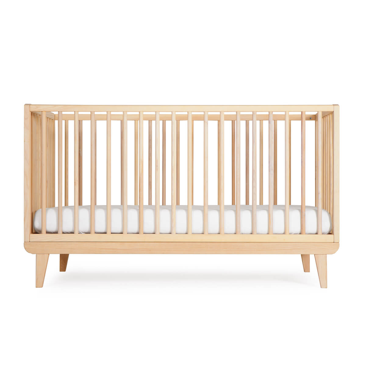 Babybett KERA in Buche mit Aufsatz Straight-Sockelfuß Retro