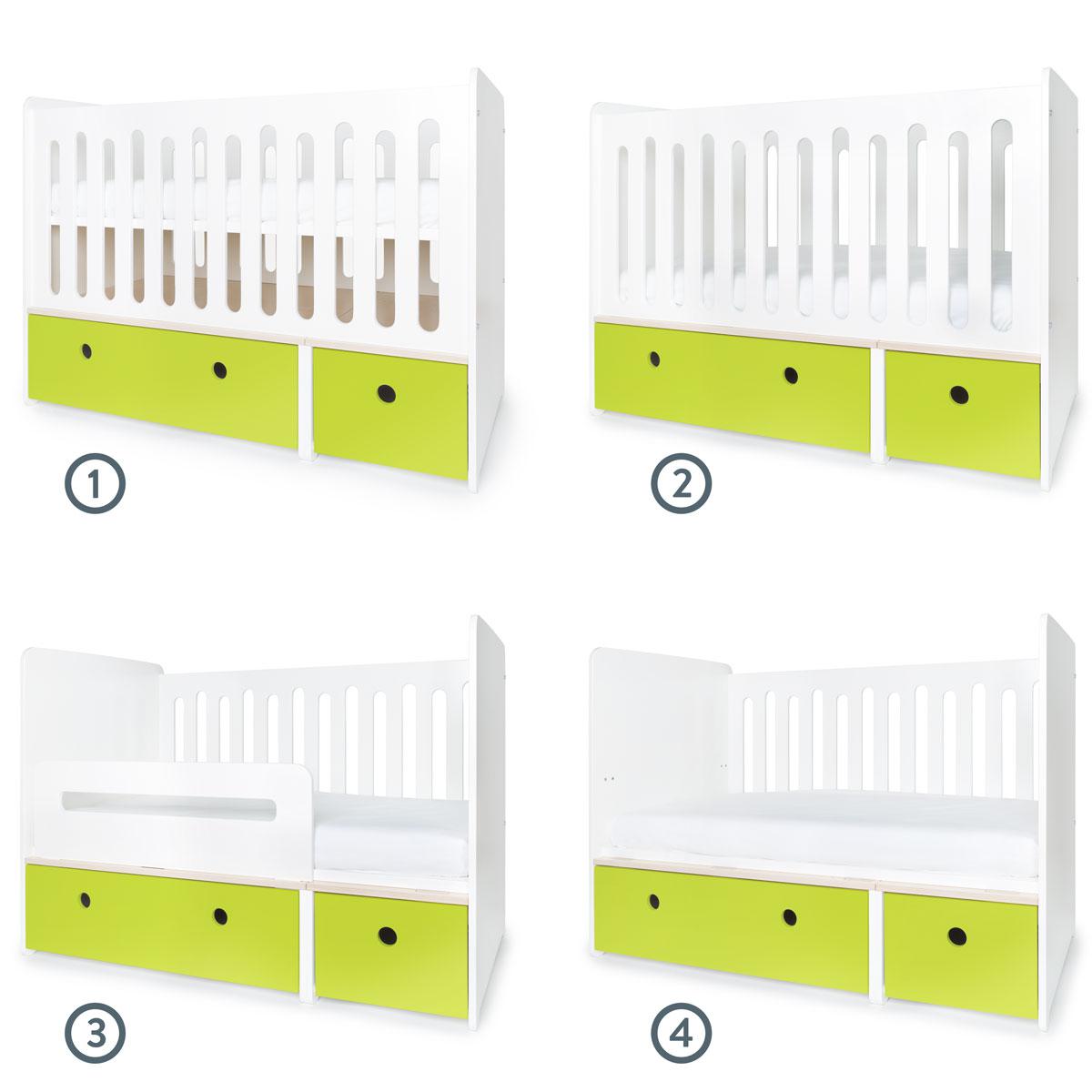 Babybett mitwachsend 70x140cm COLORFLEX lime