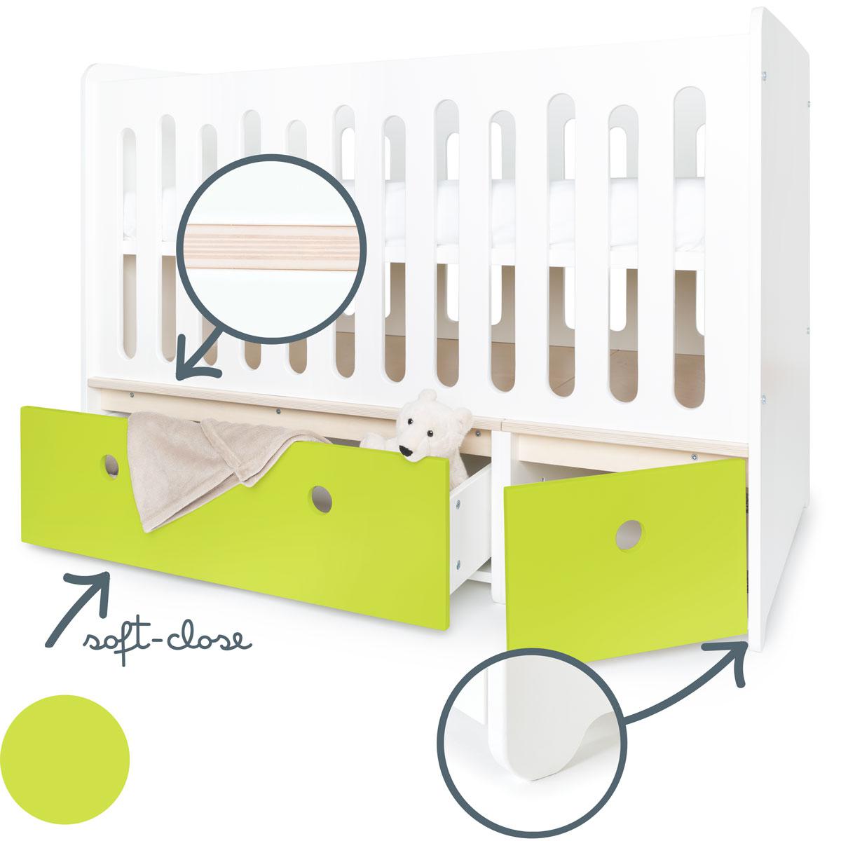 Babybett mitwachsend 70x140cm COLORFLEX lime