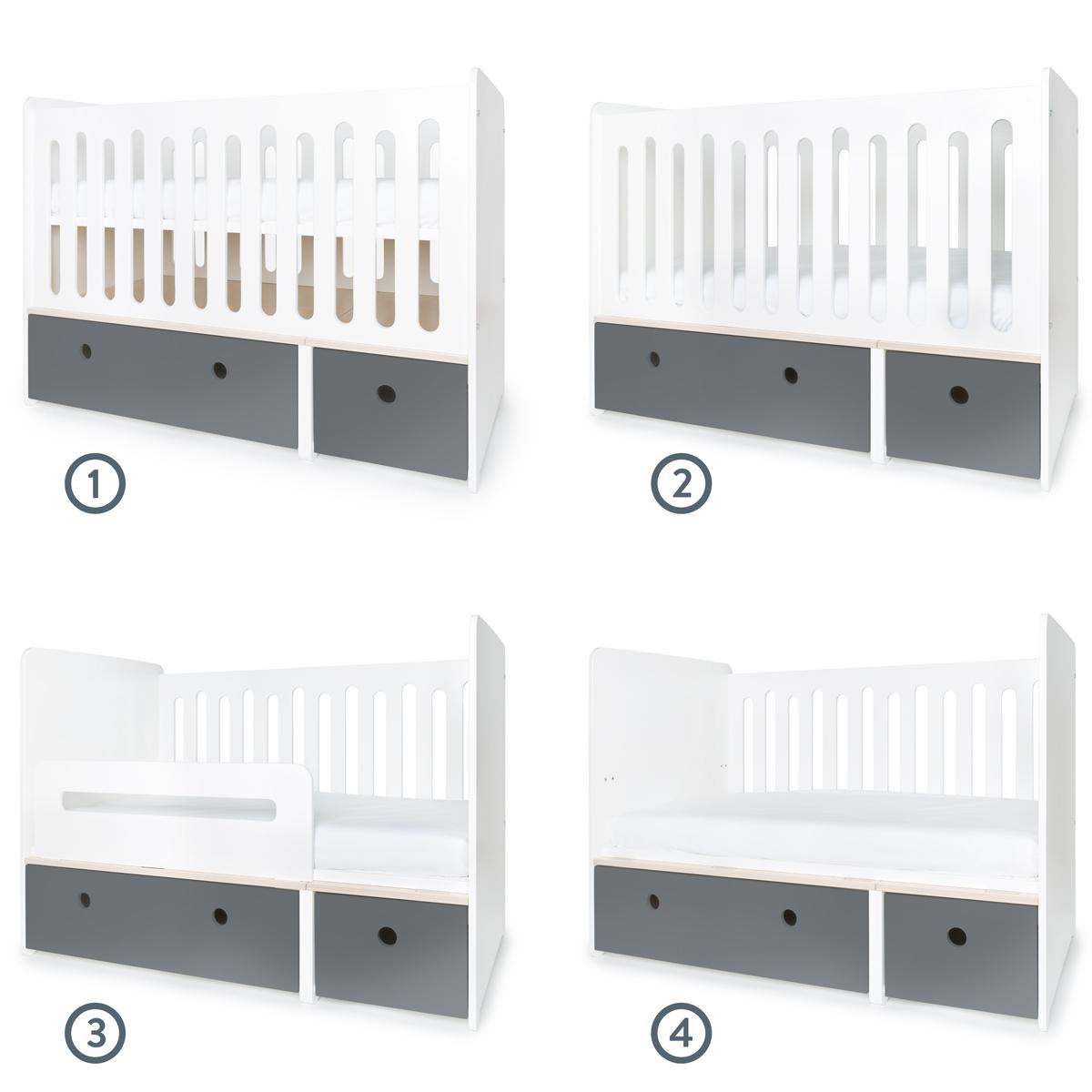 Babybett mitwachsend 70x140cm COLORFLEX space grey 