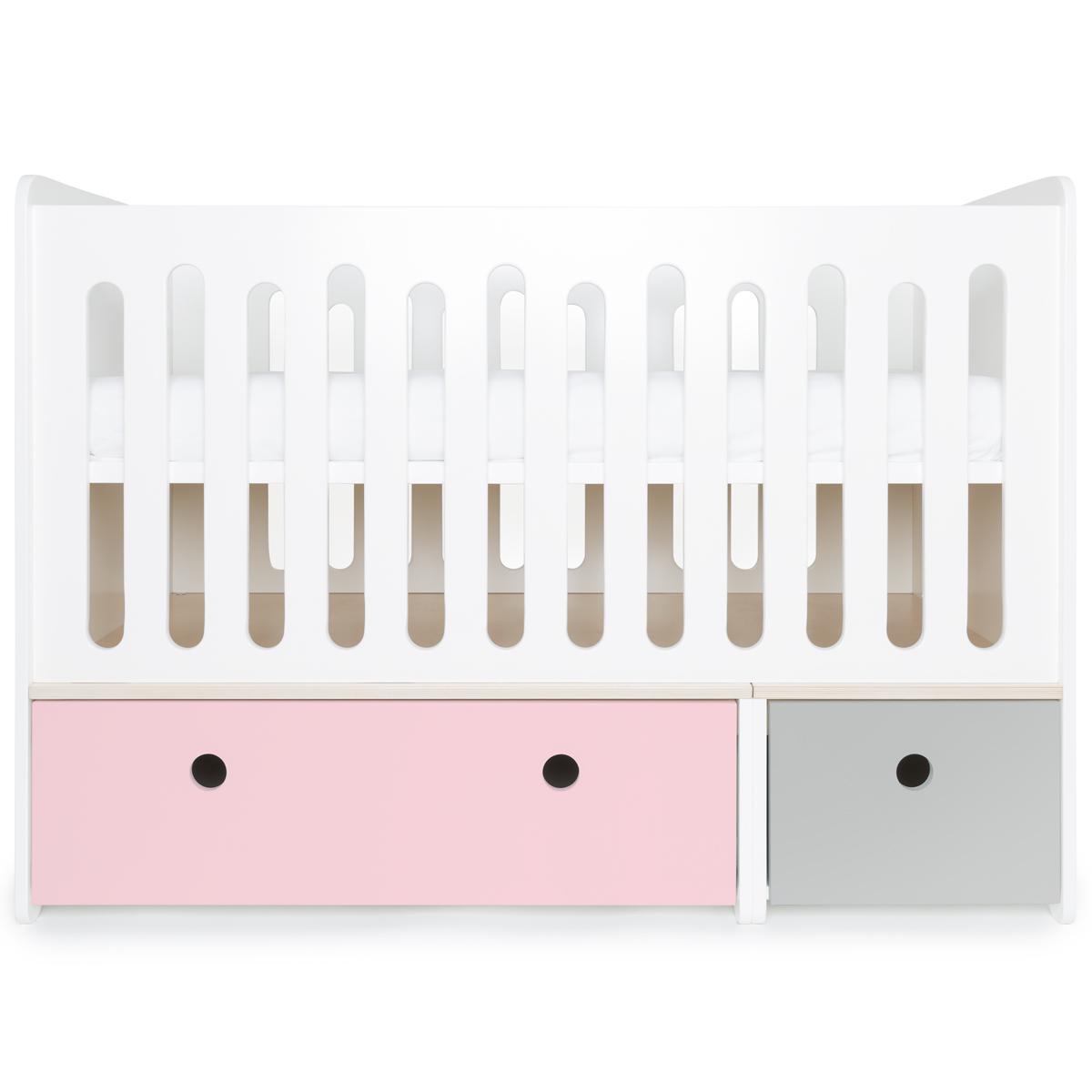 Babybett mitwachsend 70x140cm COLORFLEX sweet pink-pearl grey