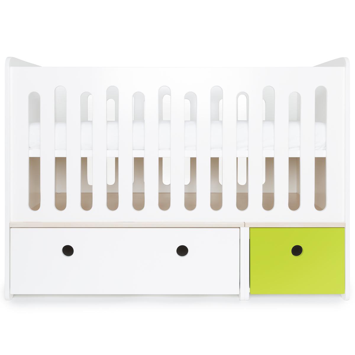 Babybett mitwachsend 70x140cm COLORFLEX white-lime