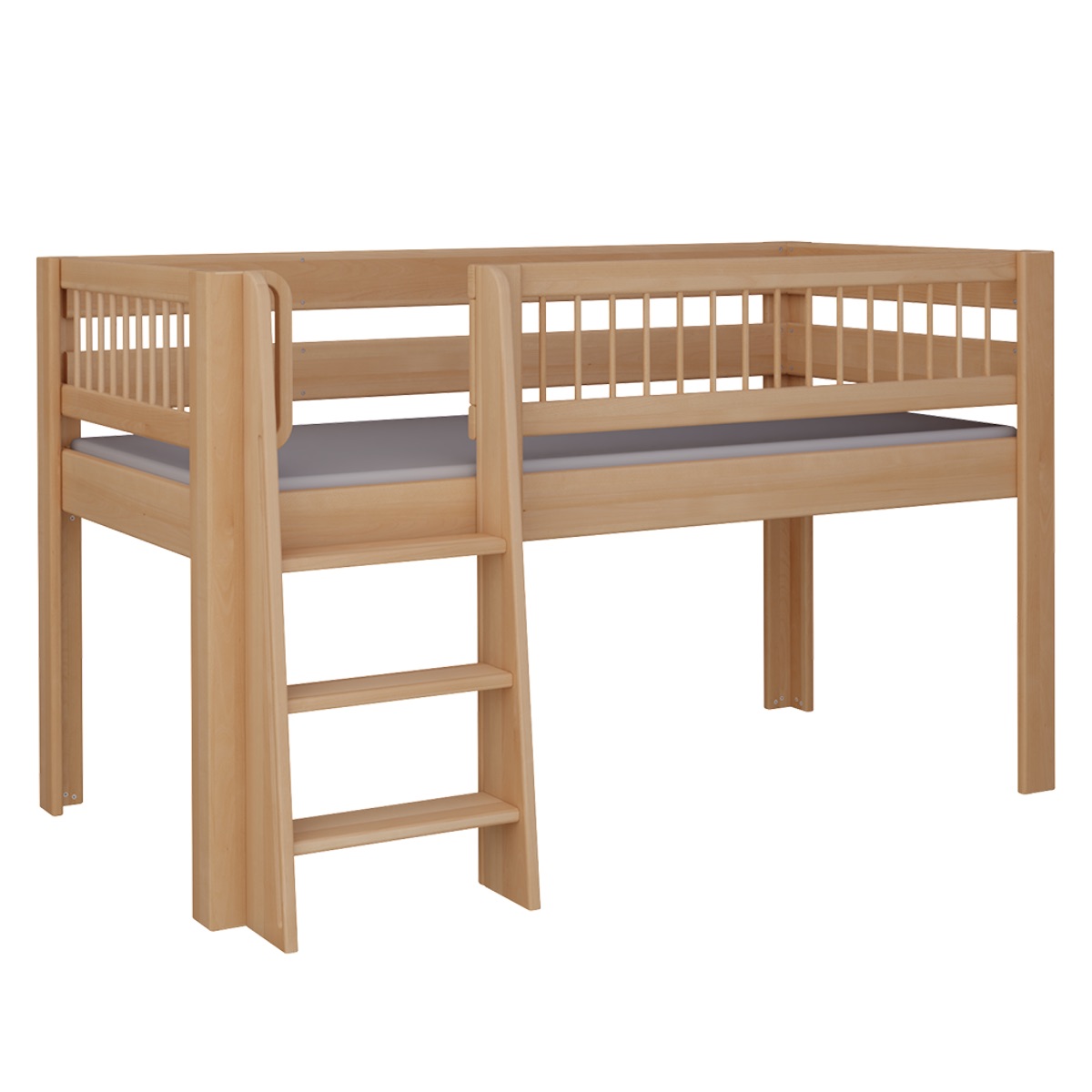 Bed Kubu mid-sleeper straight ladder DELUXE de Breuyn natural