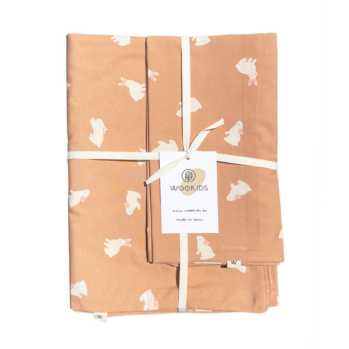 Bettdeckenbezug Kids RABBITS orange 140x200cm und Kissenbezug 50x70cm