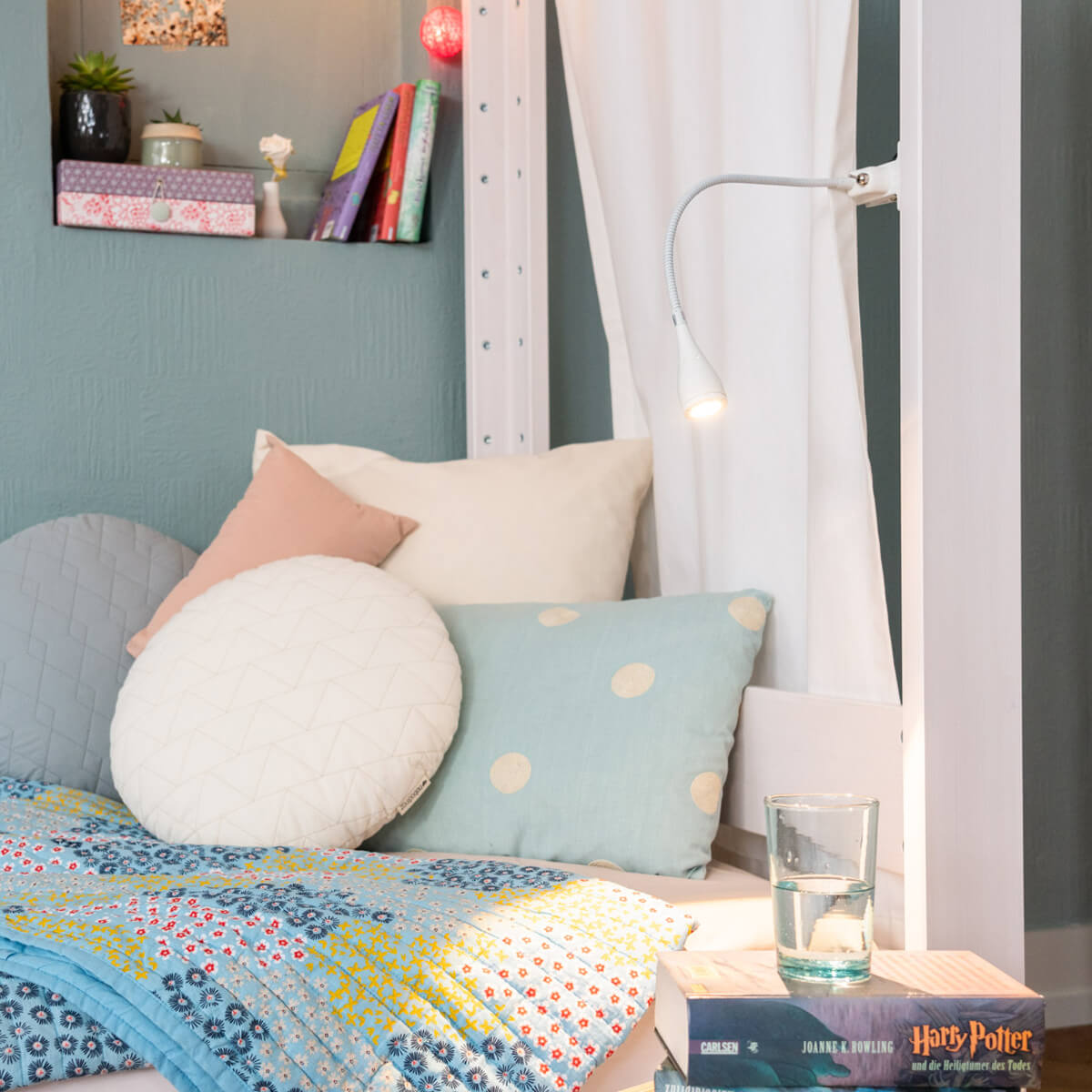 Cama con dosel 90x200cm DESTYLE de Breuyn tintada en blanco