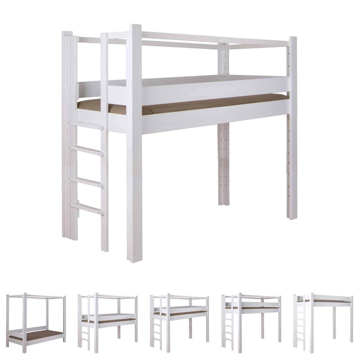 Cama evolutiva 90x200cm 5 en 1 escalera lateral DESTYLE de Breuyn tintada en blanco