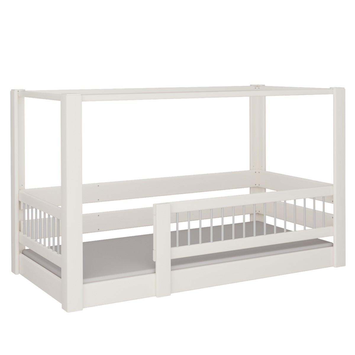 Cama Kubu con dosel DELUXE de Breuyn blanqueada-gris