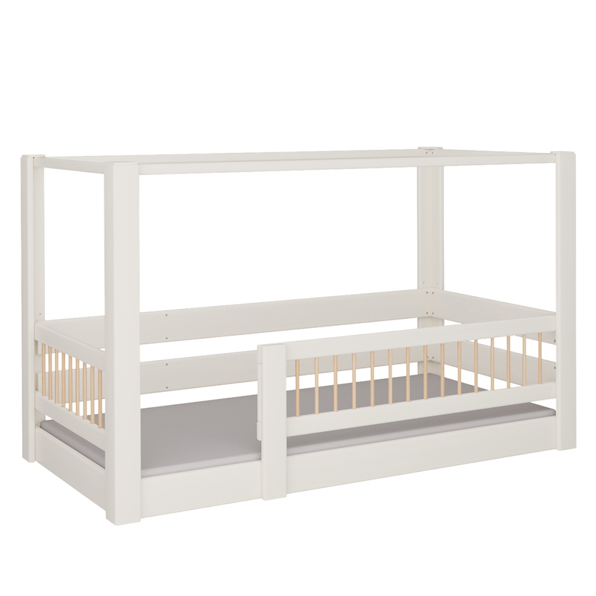Cama Kubu con dosel DELUXE de Breuyn blanqueada-natural