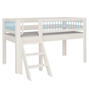Cama Kubu media alta escalera DELUXE de Breuyn blanqueada-azul