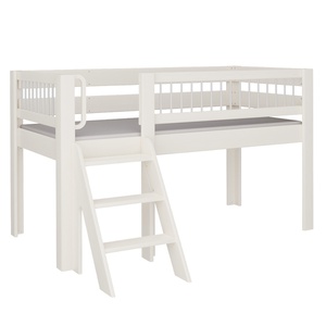 Cama Kubu media alta escalera DELUXE de Breuyn blanqueada-gris