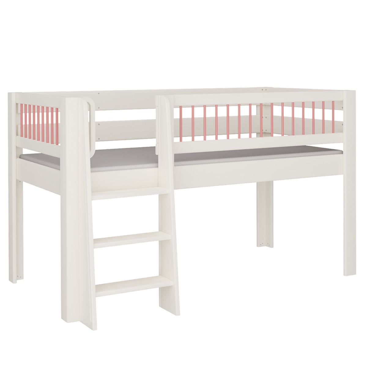 Cama Kubu media alta escalera DELUXE de Breuyn blanqueada-rojo