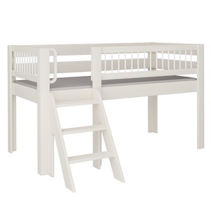 Cama Kubu media alta escalera DELUXE de Breuyn blanqueada