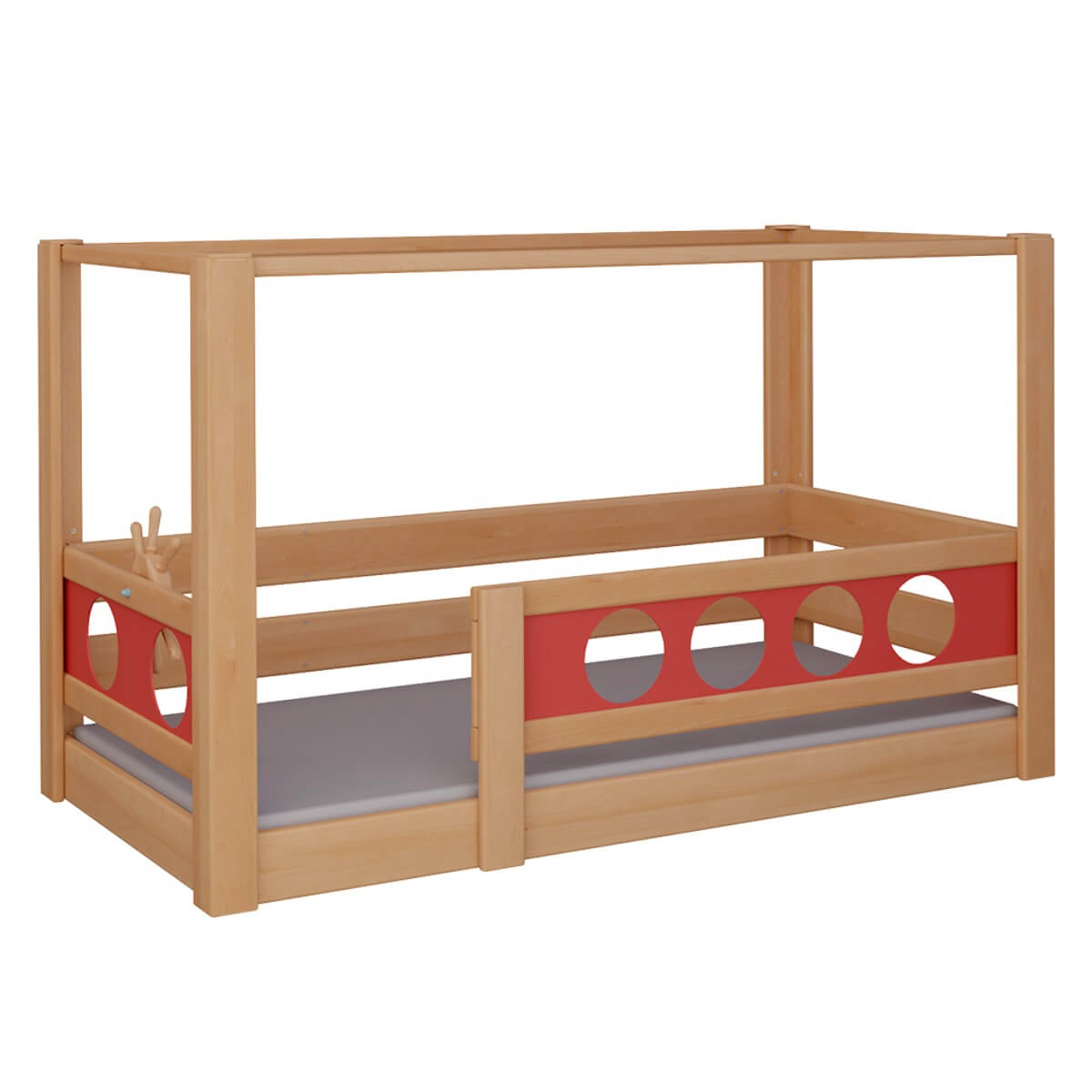 Cama Pirata con dosel DELUXE de Breuyn natural-rojo