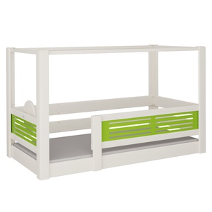 Cama Tatü con dosel DELUXE de Breuyn blanqueada-verde