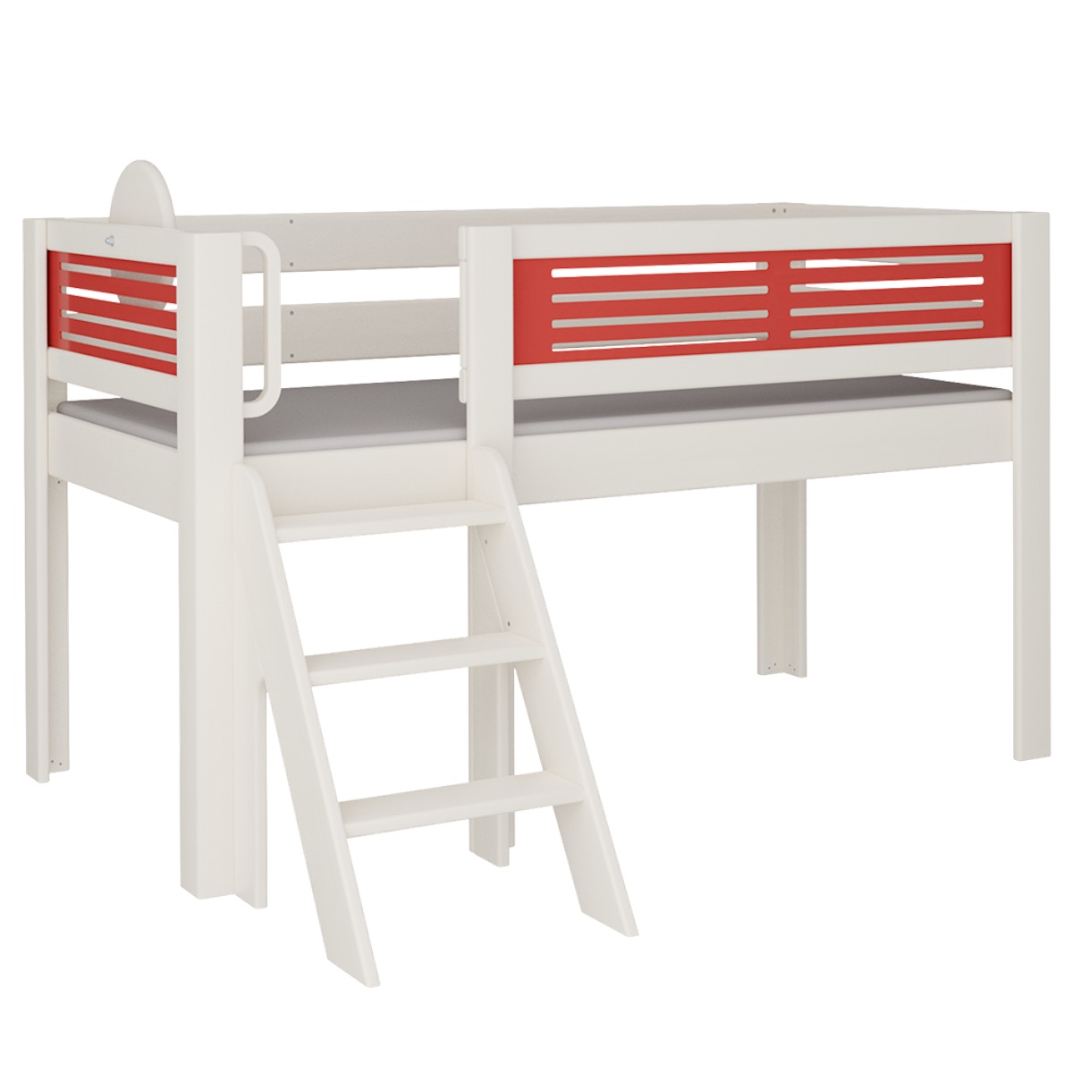 Cama Tatü media alta escalera DELUXE de Breuyn blanqueada-rojo