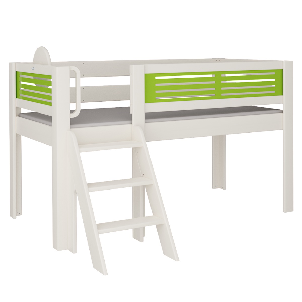 Cama Tatü media alta escalera DELUXE de Breuyn blanqueada-verde