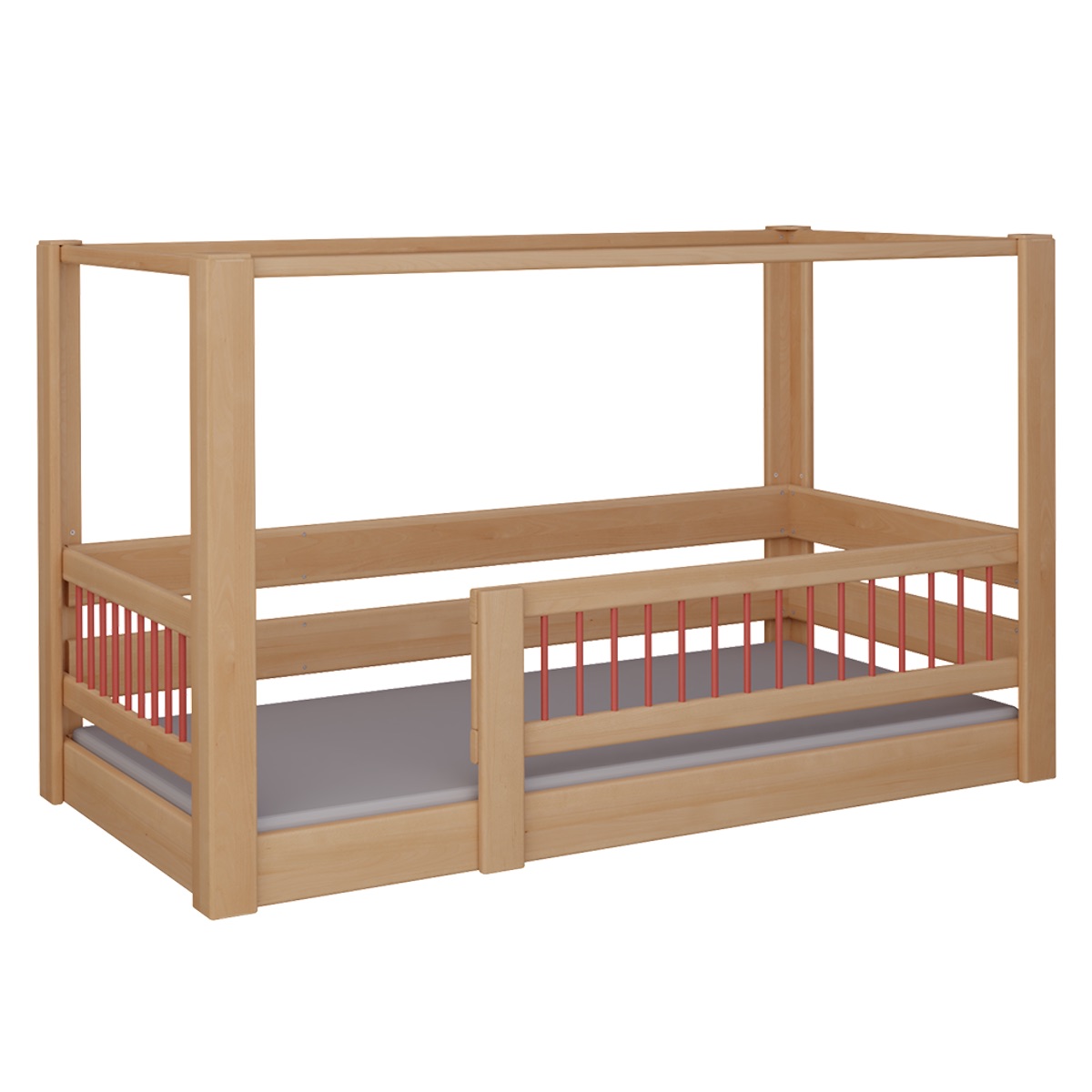 Canopy bed Kubu DELUXE de Breuyn natural-red
