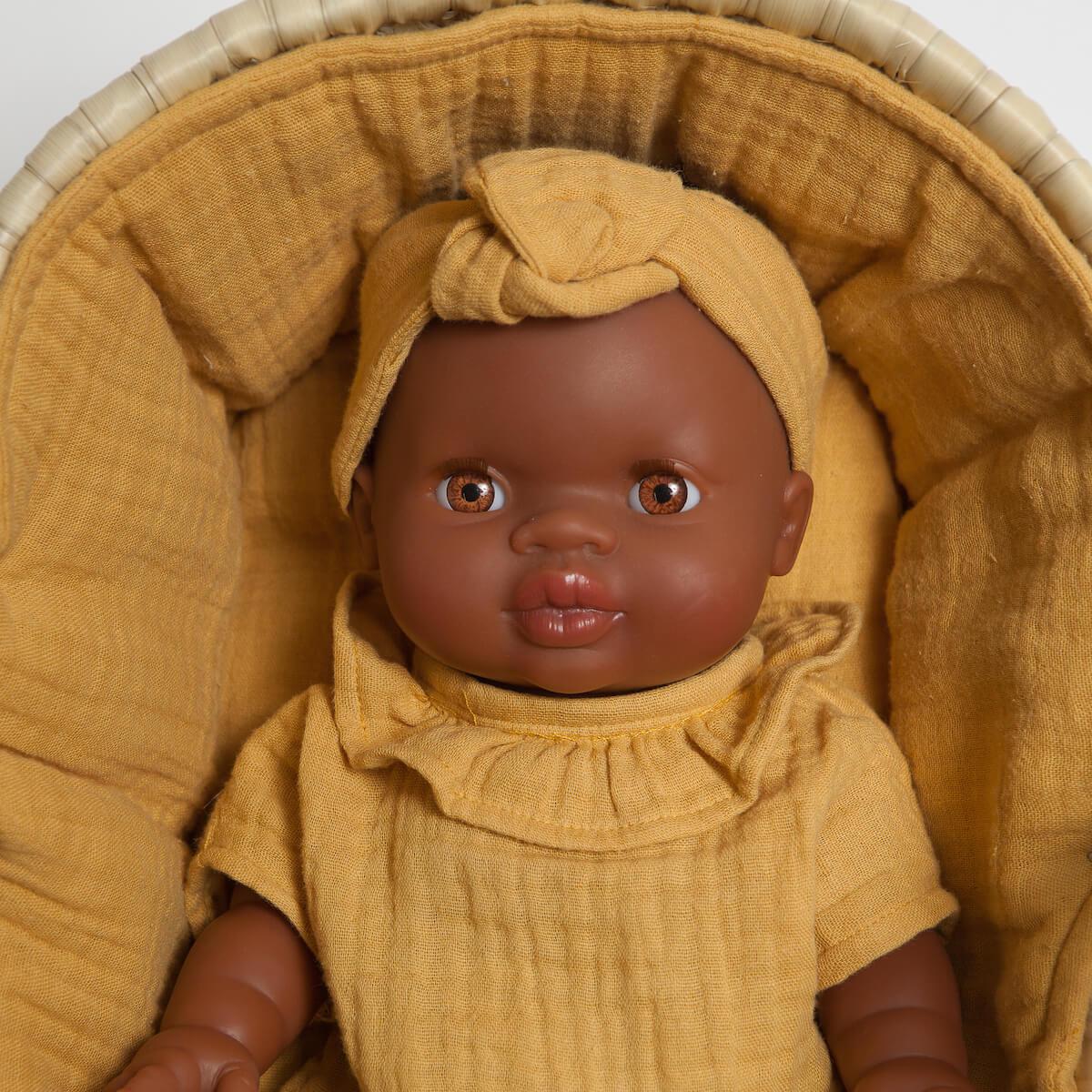 Capazo mimbre muñeca BOBBLE mostaza