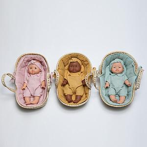 Capazo mimbre muñeca BOBBLE mostaza