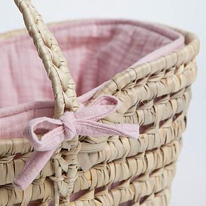 Capazo mimbre muñeca BOBBLE rosa
