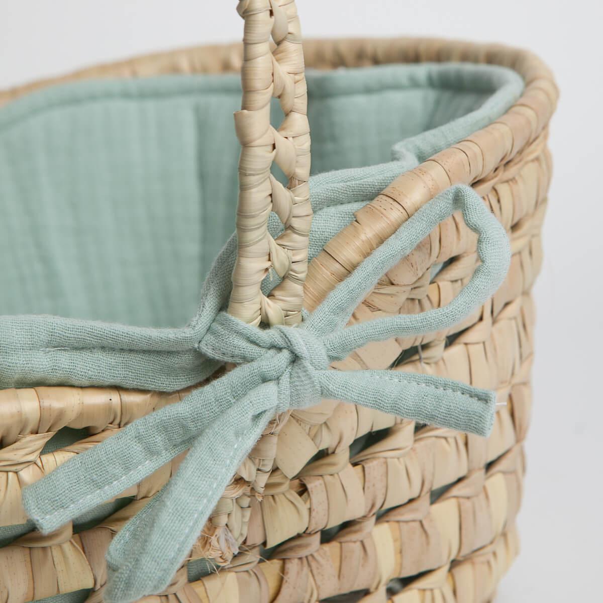 Capazo mimbre muñeca BOBBLE verde