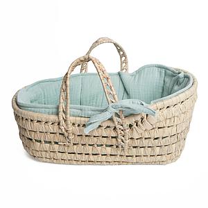 Capazo mimbre muñeca BOBBLE verde