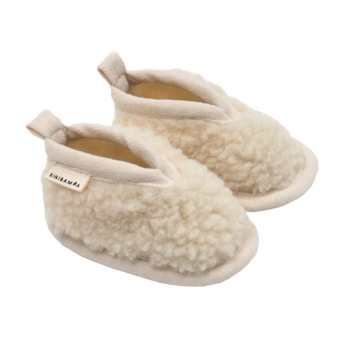 Chaussons en laine mérinos 3-6m Binibamba milk