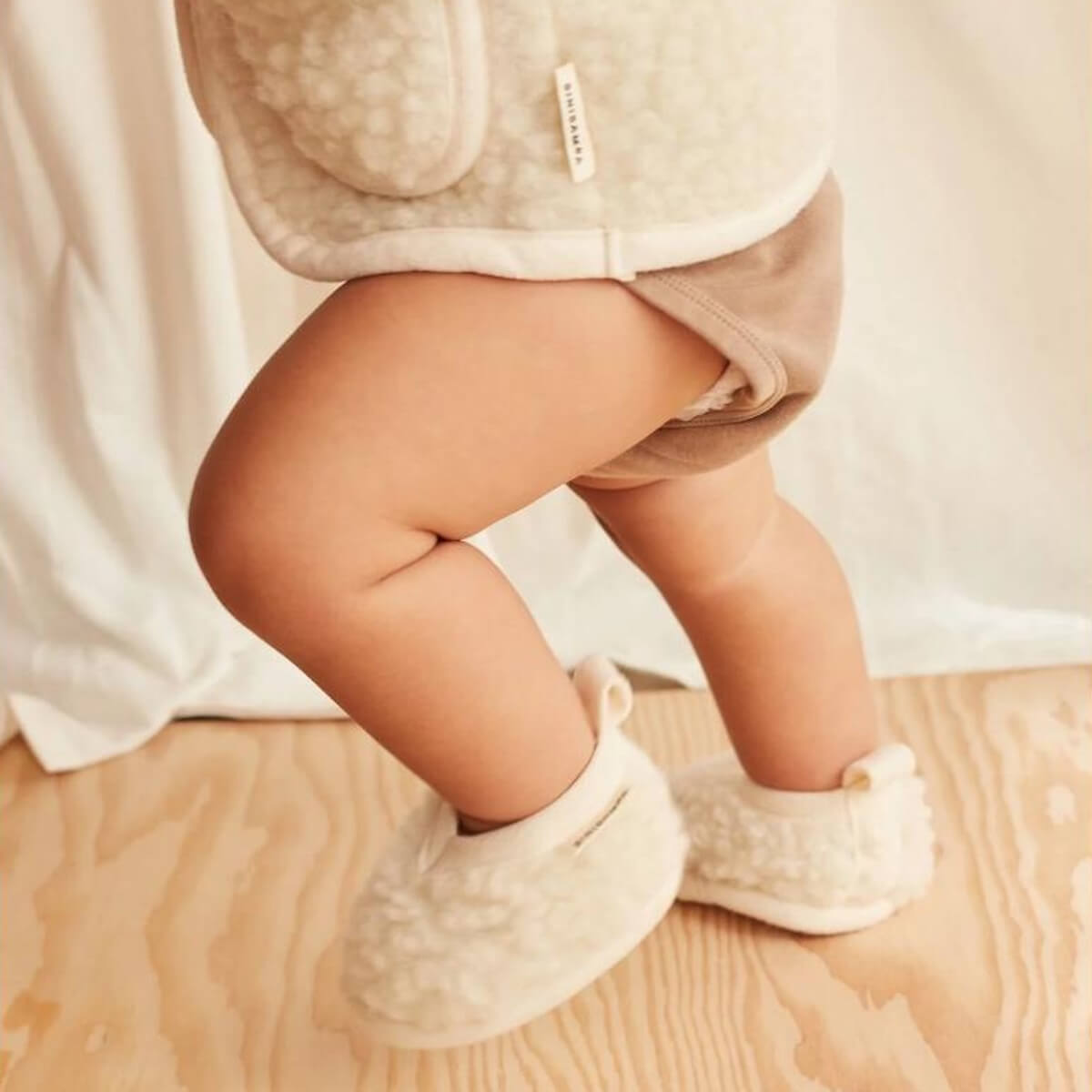 Chaussons en laine mérinos 3-6m Binibamba milk