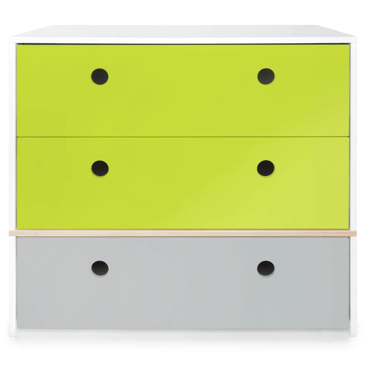 Chest 3 drawers COLORFLEX fronts drawers lime-lime-pearl grey