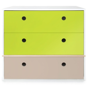 Chest 3 drawers COLORFLEX fronts drawers lime-lime-warm grey