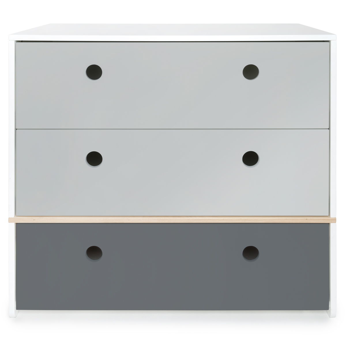 Chest 3 drawers COLORFLEX fronts drawers pearl grey-pearl grey-space grey