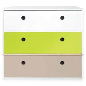 Chest 3 drawers COLORFLEX fronts drawers white-lime-warm grey