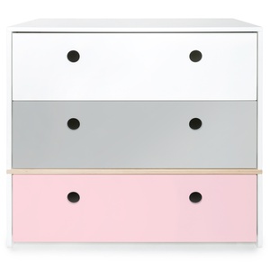 Chest 3 drawers COLORFLEX fronts drawers white-pearl grey-sweet pink