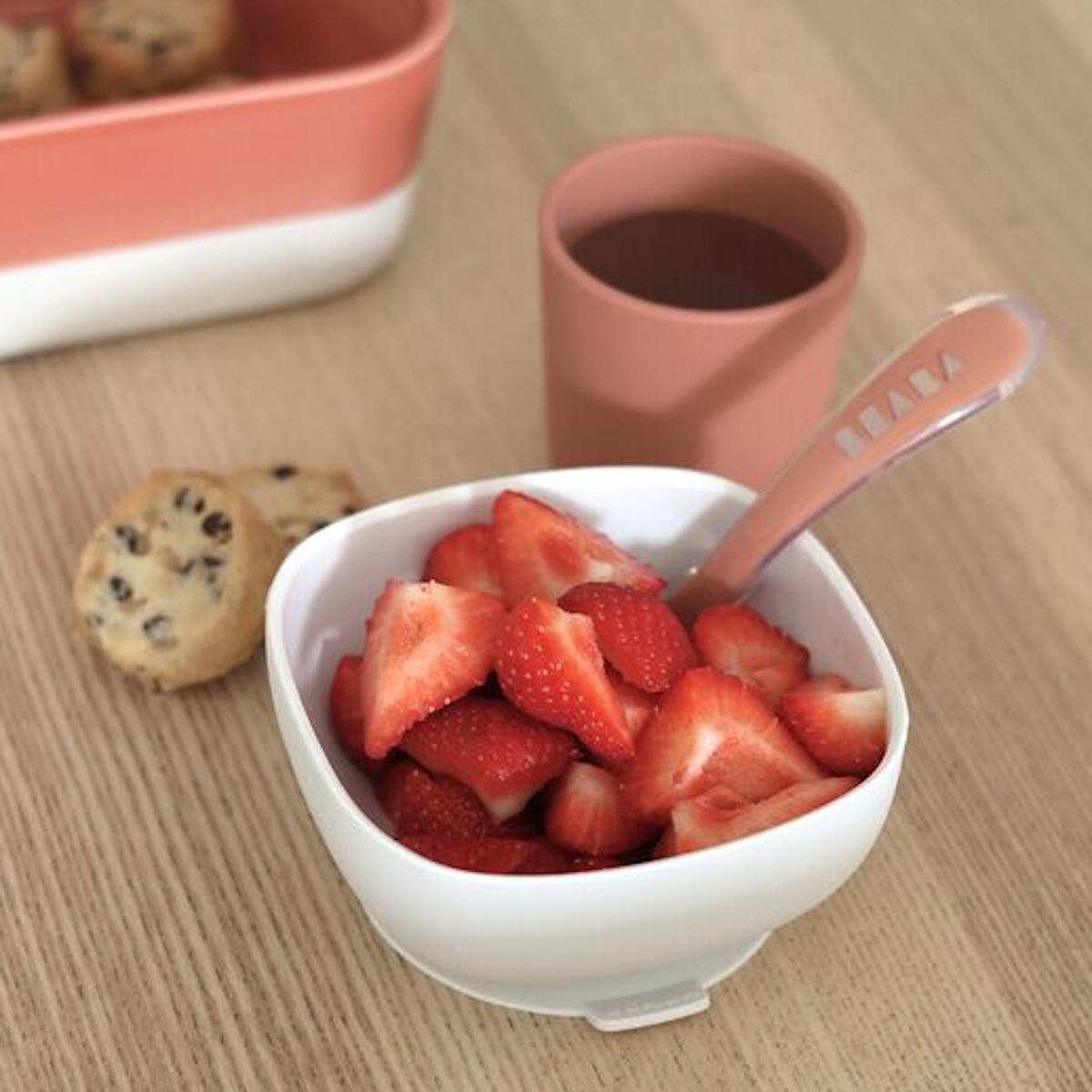 Coffret repas silicone 4 pièces Beaba terracotta