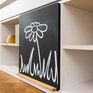 Combinaison lit mi-hauteur - portes ardoises - étagères tablettes blanches KASVA 