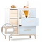 Commode 3 tiroirs 3 niches NADO Curve finition frêne sky blue