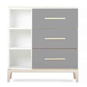 Commode 3 tiroirs 3 niches NADO Curve finition frêne slate grey