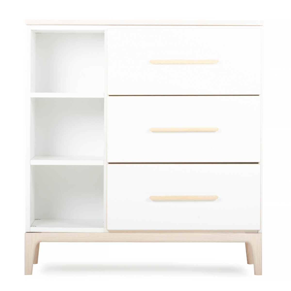 Commode 3 tiroirs 3 niches NADO Curve finition frêne white